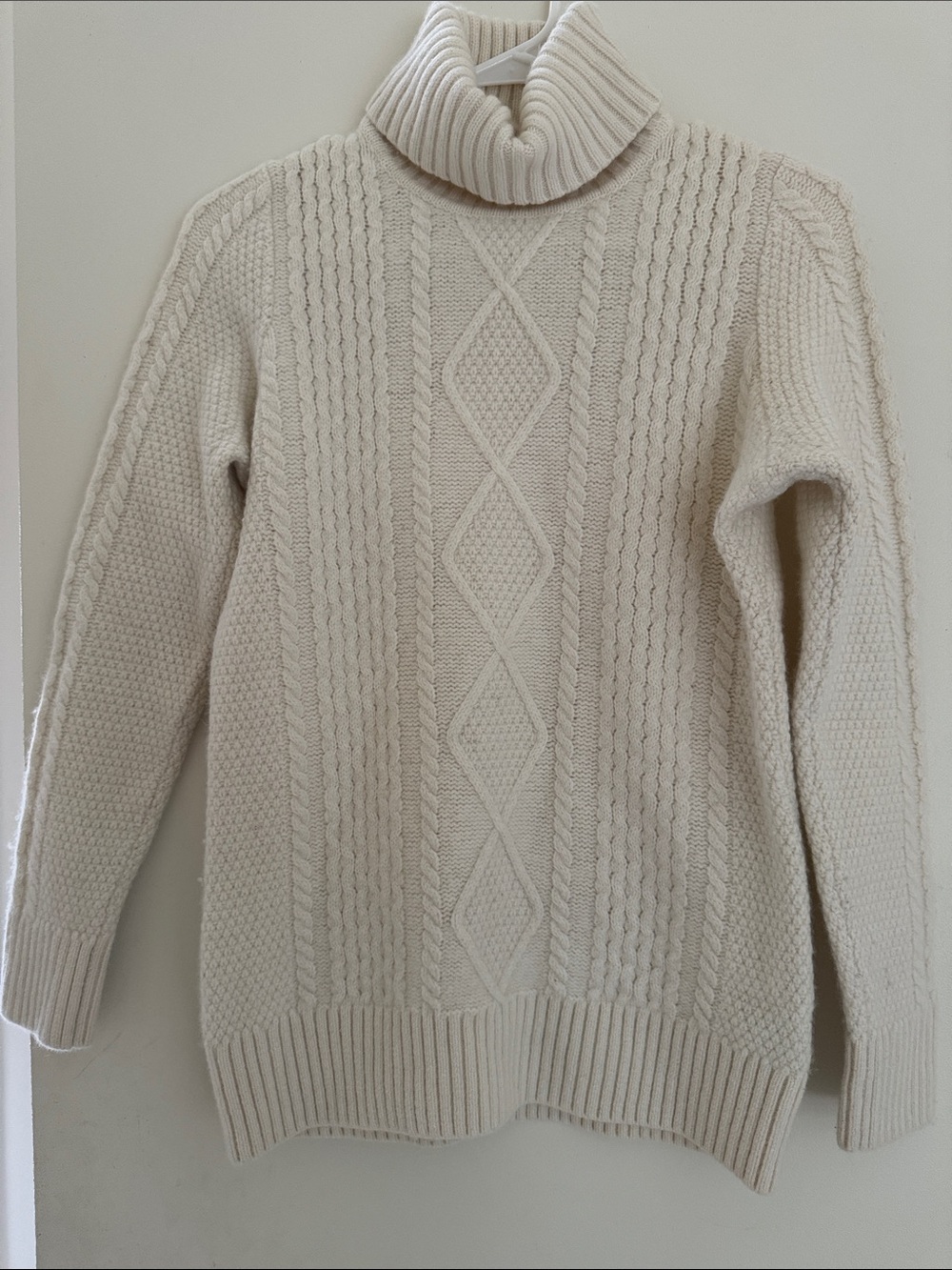 L.L. Bean Cream Cable-Knit Fishermans Sweater